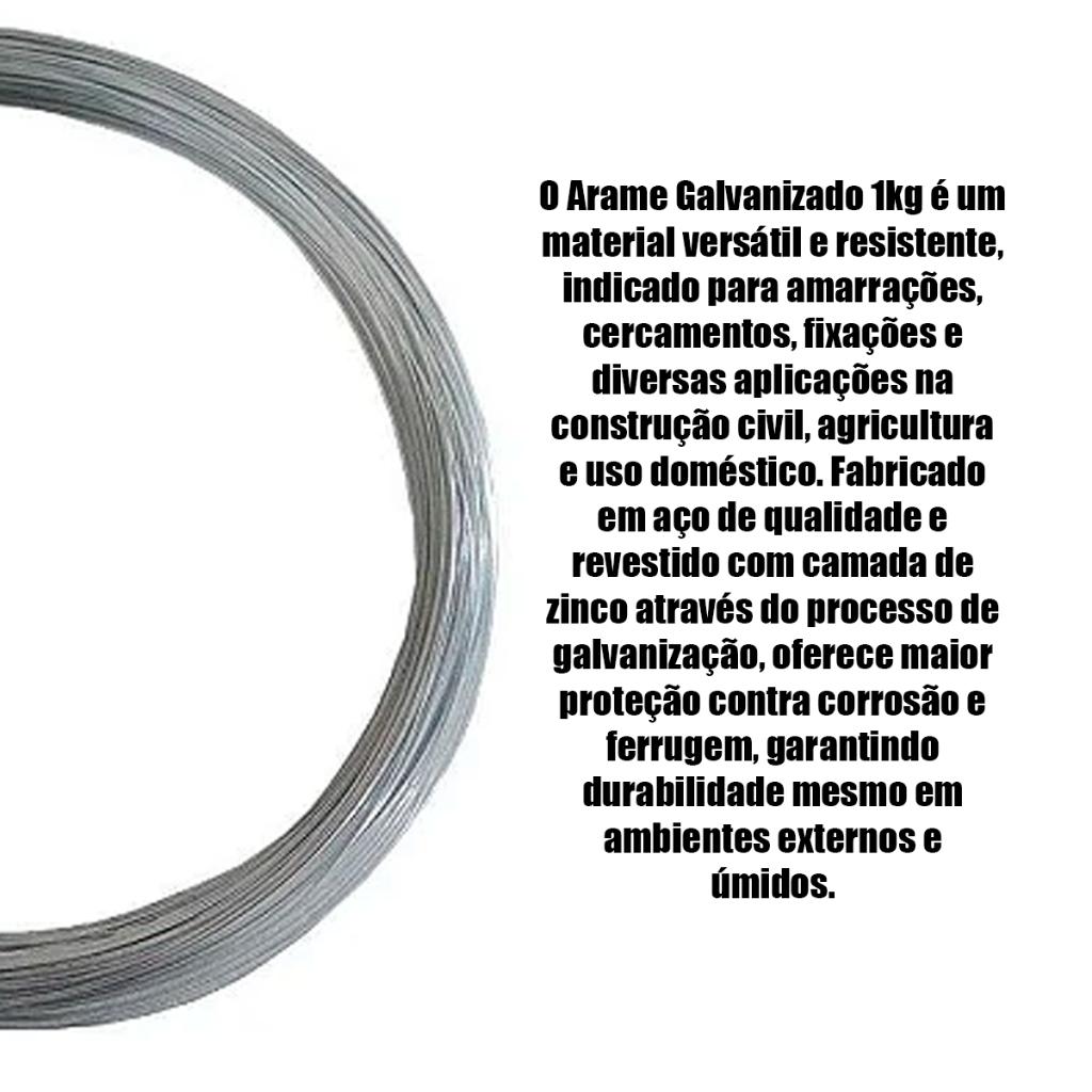 Arame Galvanizado 1kg Resistente À Ferrugem Para Cercas E Fixações