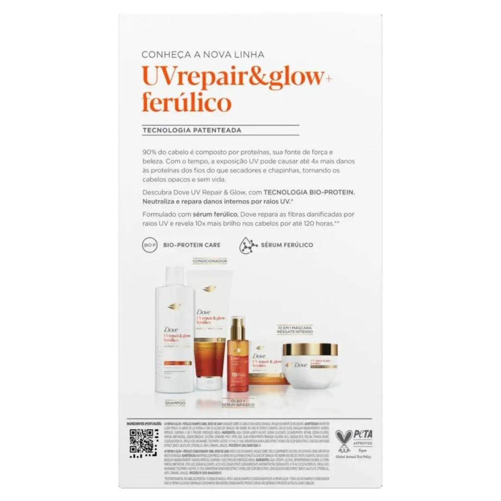 Kit Dove Uv Repair Glow + Ferúlico Shampoo 350ml + Condicionador 150ml