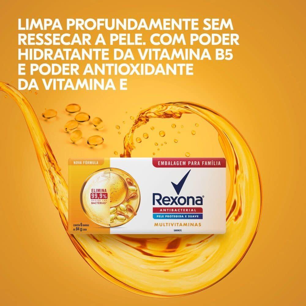Kit Sabonete Em Barra Rexona Antibacterial Multivitaminas 6 Unidades De 84g