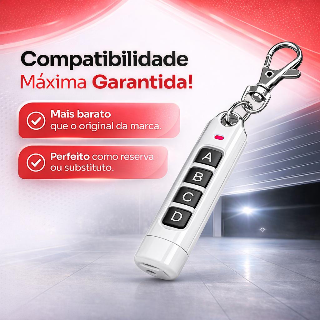 Controle Portão Eletrônico Universal 433mhz Chaveiro Mini 4 Botões Branco Ppa Garen Seg