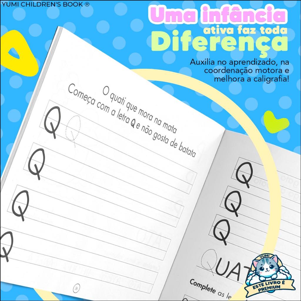 Livro Caderno De Caligrafia Divertida Infantil Letra Bastão Atividades E Desenhos Colorir