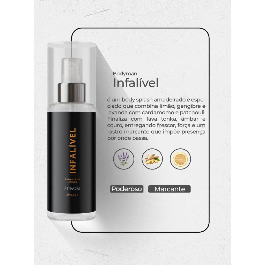 Body Splash Masculino Infalivel 200ml - Primacial Perfume Amadeirado Especiado