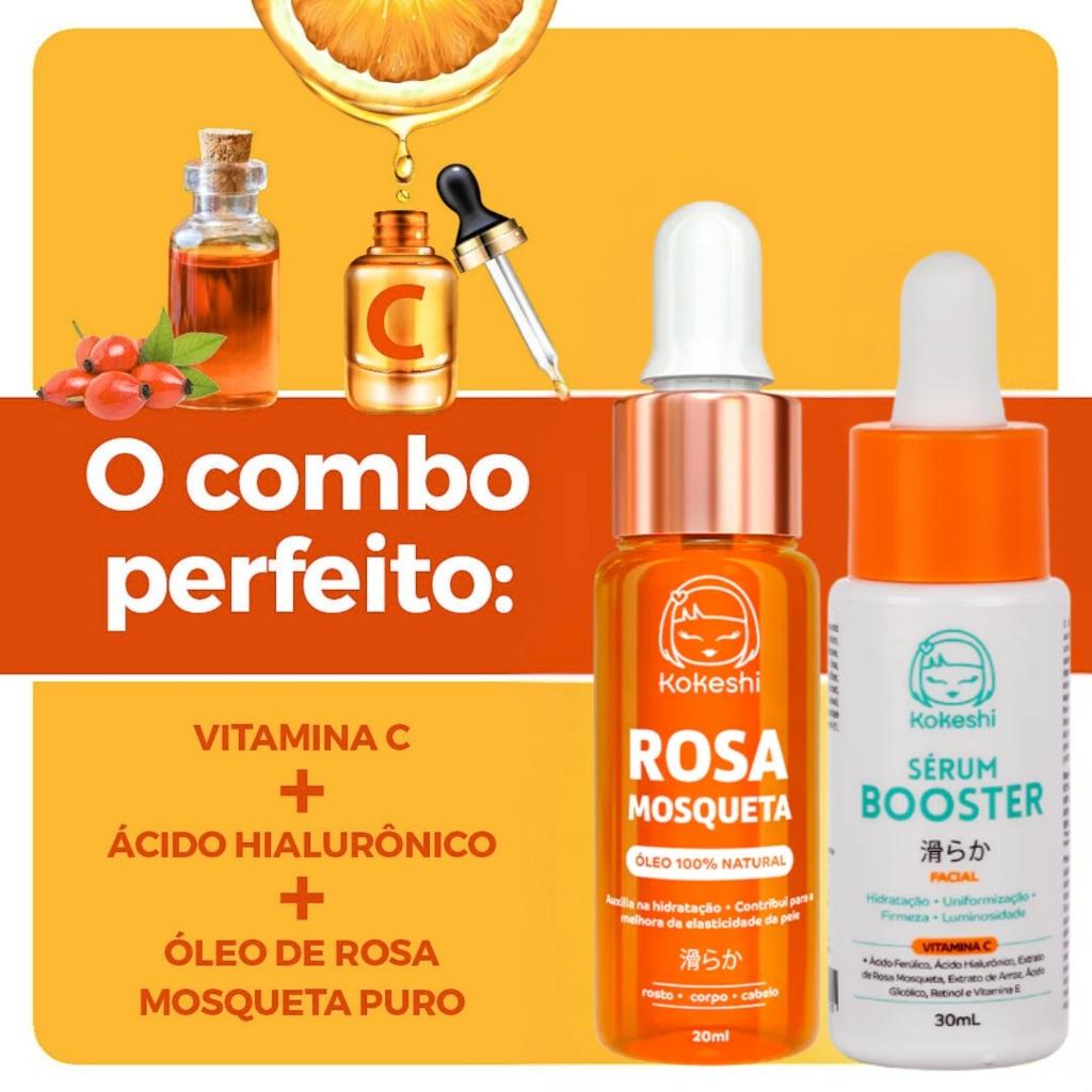 Kit Kokeshi Sérum Vitamina C + Óleo Rosa Mosqueta 100 Puro