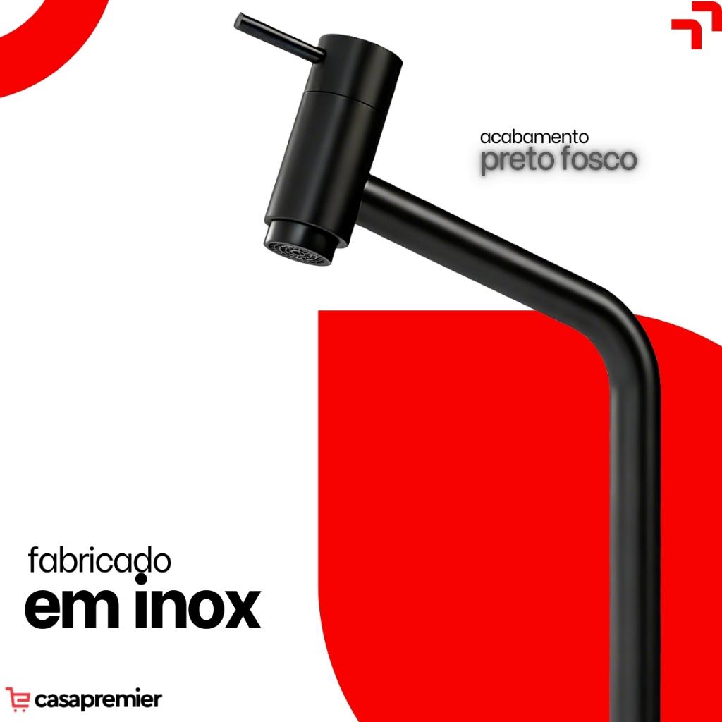 Torneira Cuba Toda Preta Bancada Banheiro Link Luxo Lavatório Black 100 Em Metal Bica Alta