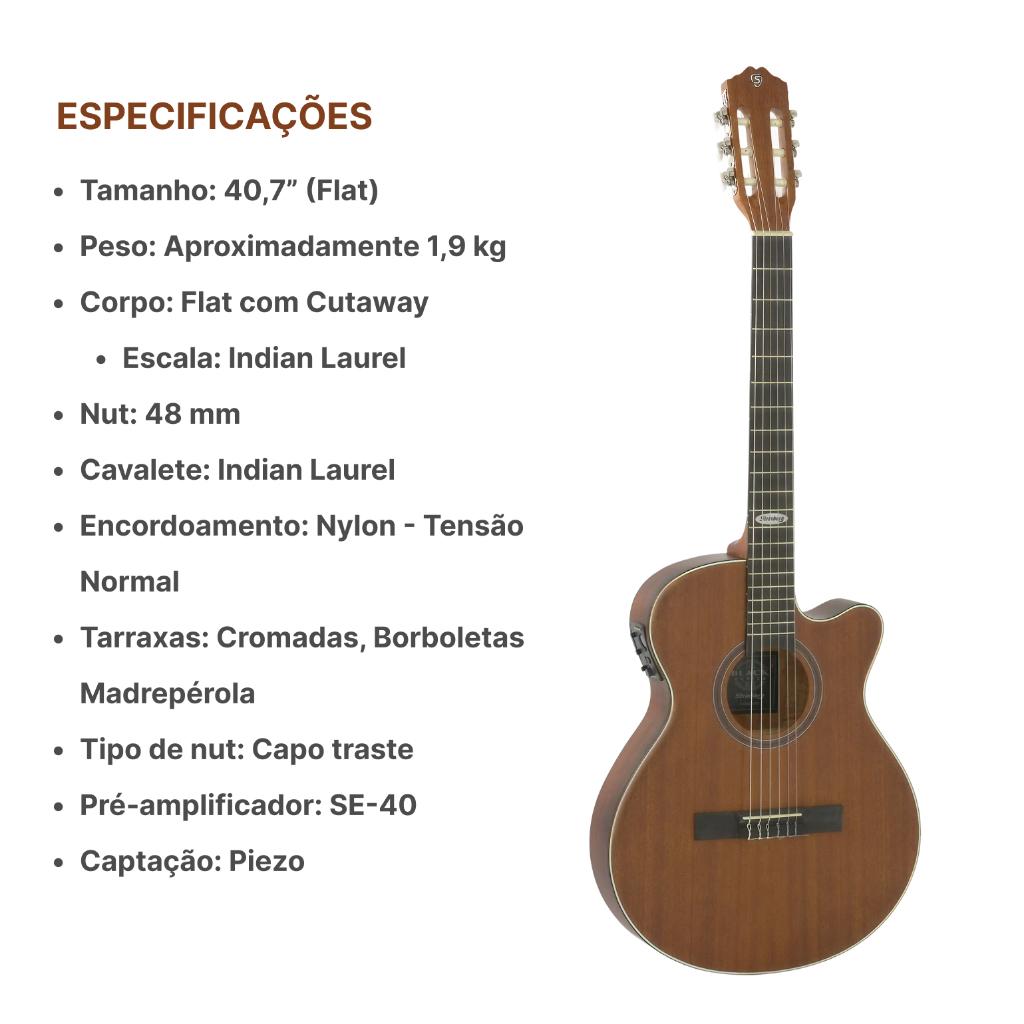 Violao Eletrico Nylon Strinberg Sl200 Mgs Kit Capa Acessorio