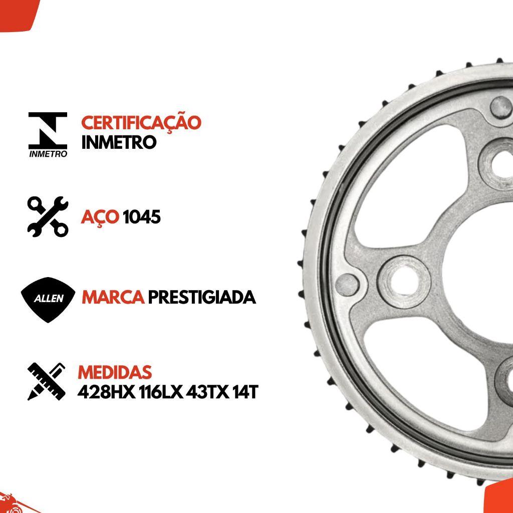 Kit Relação Fan 125 2016 A 2024 428hx116lx43tx14t Moto