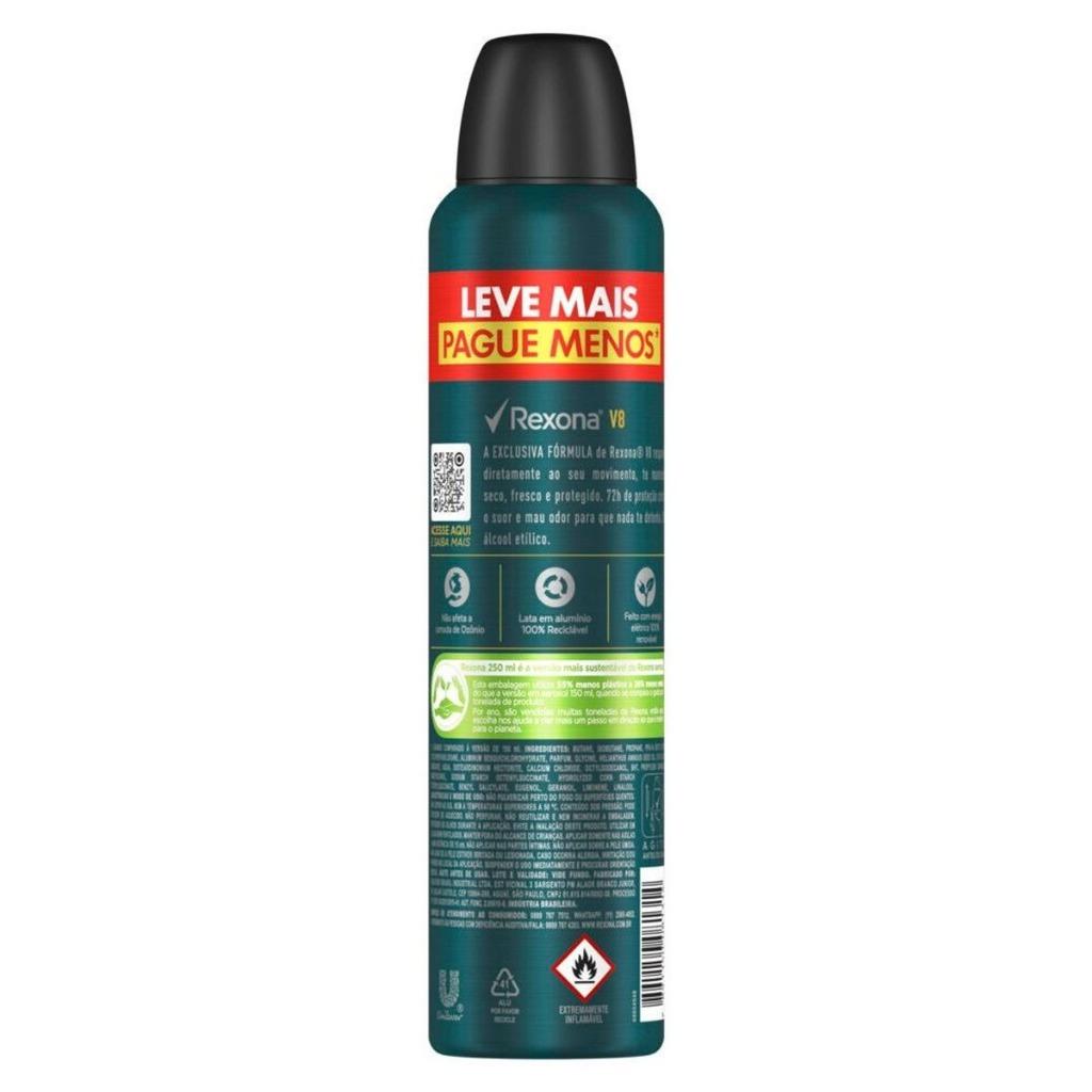 Desodorante Rexona Men V8 Aerossol Antitranspirante 72h 250ml