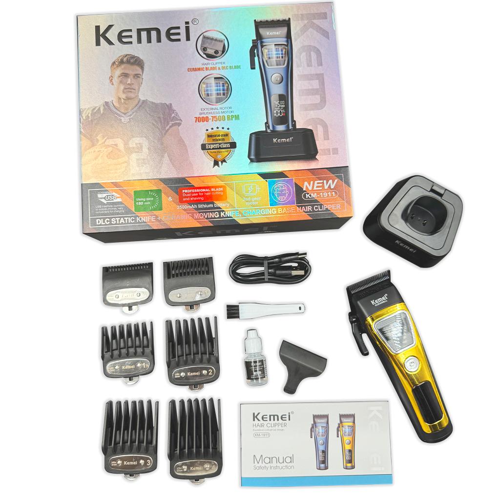 Máquina De Corte Kemei Km 1911 Máquina De Cortar Cabelo Profissional 5W Motor Externo Bivolt Portátil
