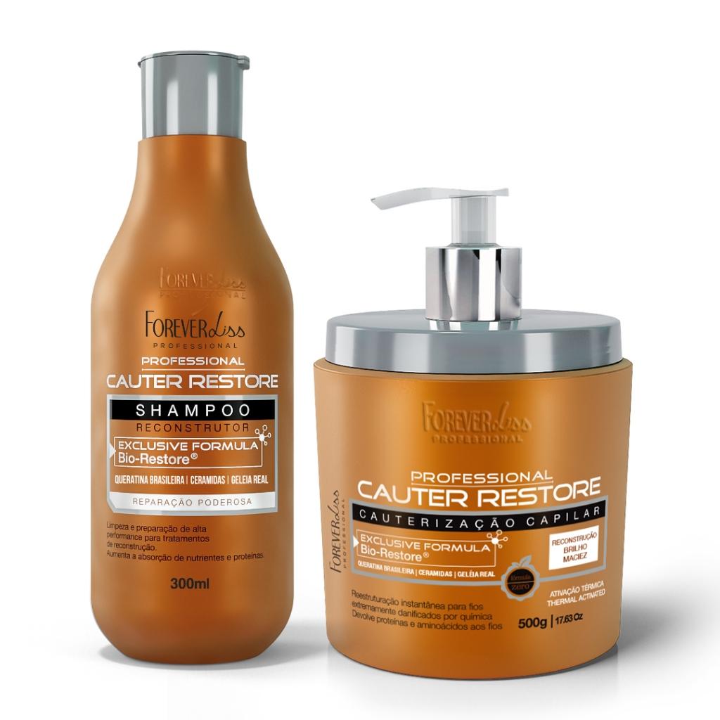Kit Shampoo E Máscara Capilar Cauterização Forever Liss