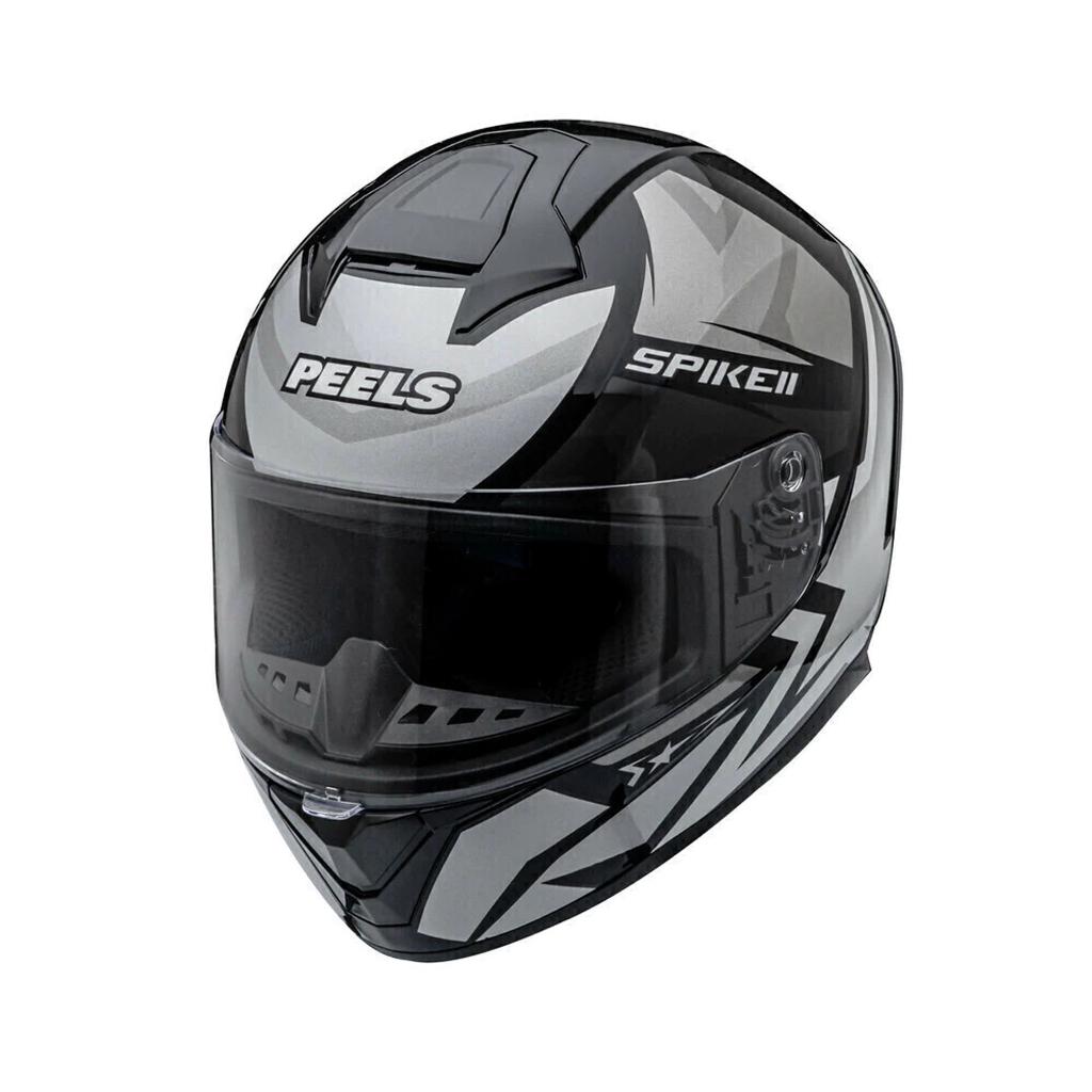 Capacete Fechado Spike Ii 1ST Preto Prata Peels