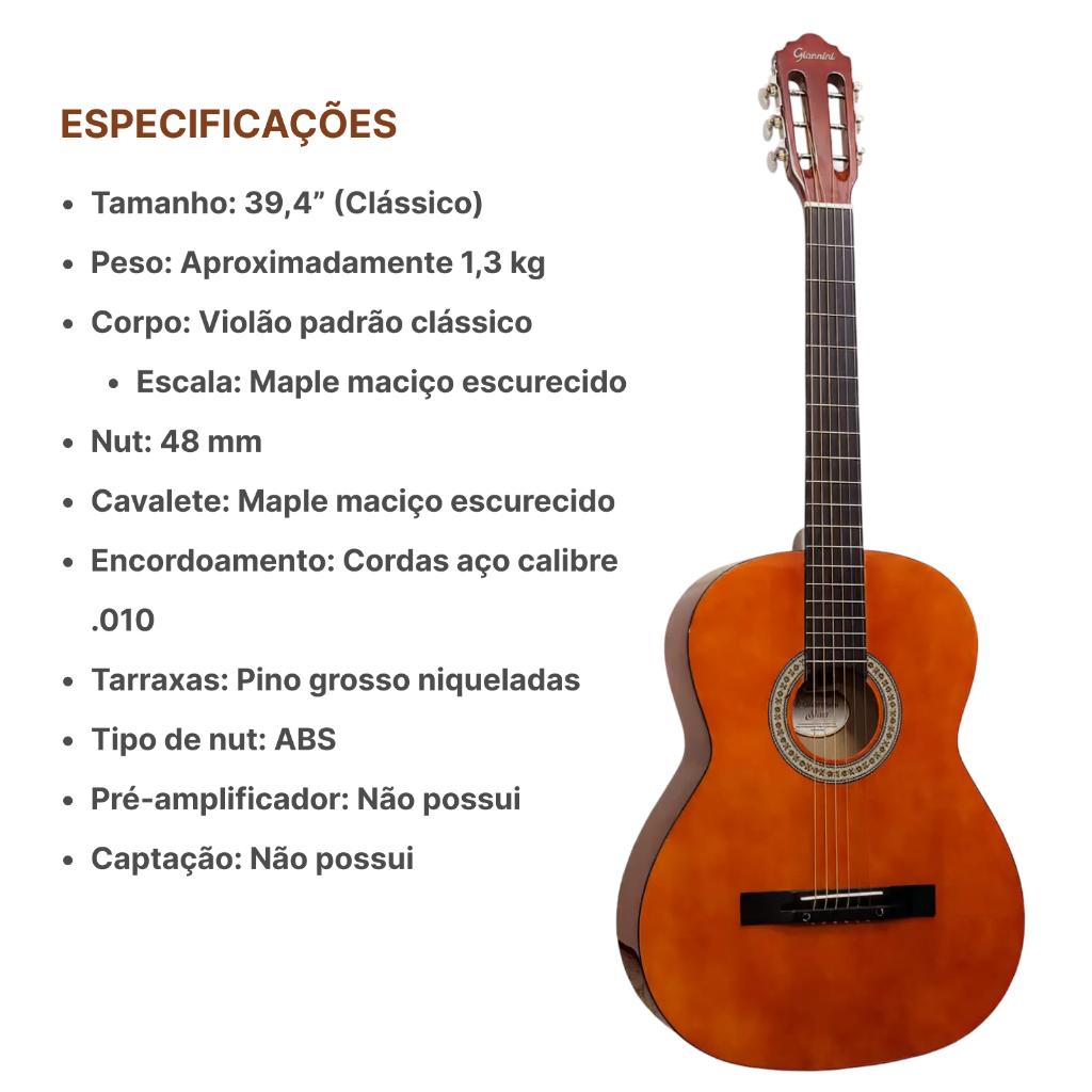 Violão Giannini Start S14 Aço + Capa + Paletas S14 N Natural