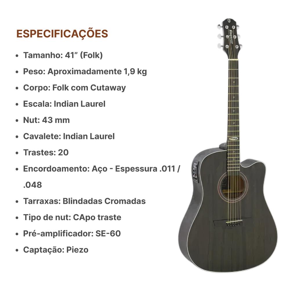 Kit Violão Strinberg Folk Sd200c Tos Elétrico Capa Luxo Full