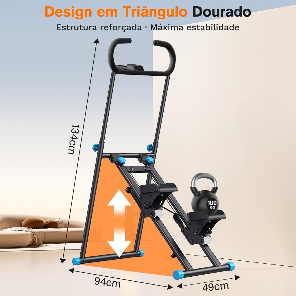 Simulador De Caminhada Aparelho De Ginástica Dobrável 120kg C/Visor Lcd Treino Em Casa