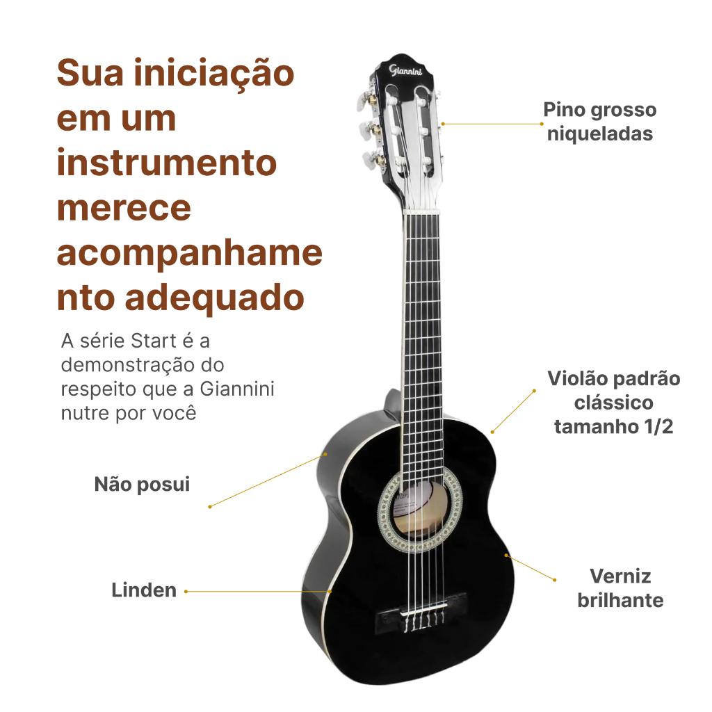 Violão Acústico Nylon Infantil Giannini Nr-bk Preto 1/4
