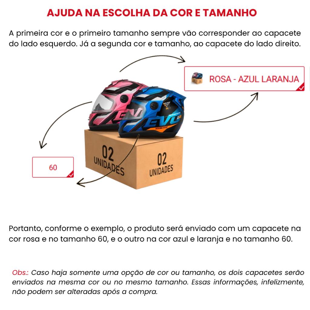 Kit 2 Capacetes De Moto PRO Tork Evolution G8 Evo Rosa Mais Variações