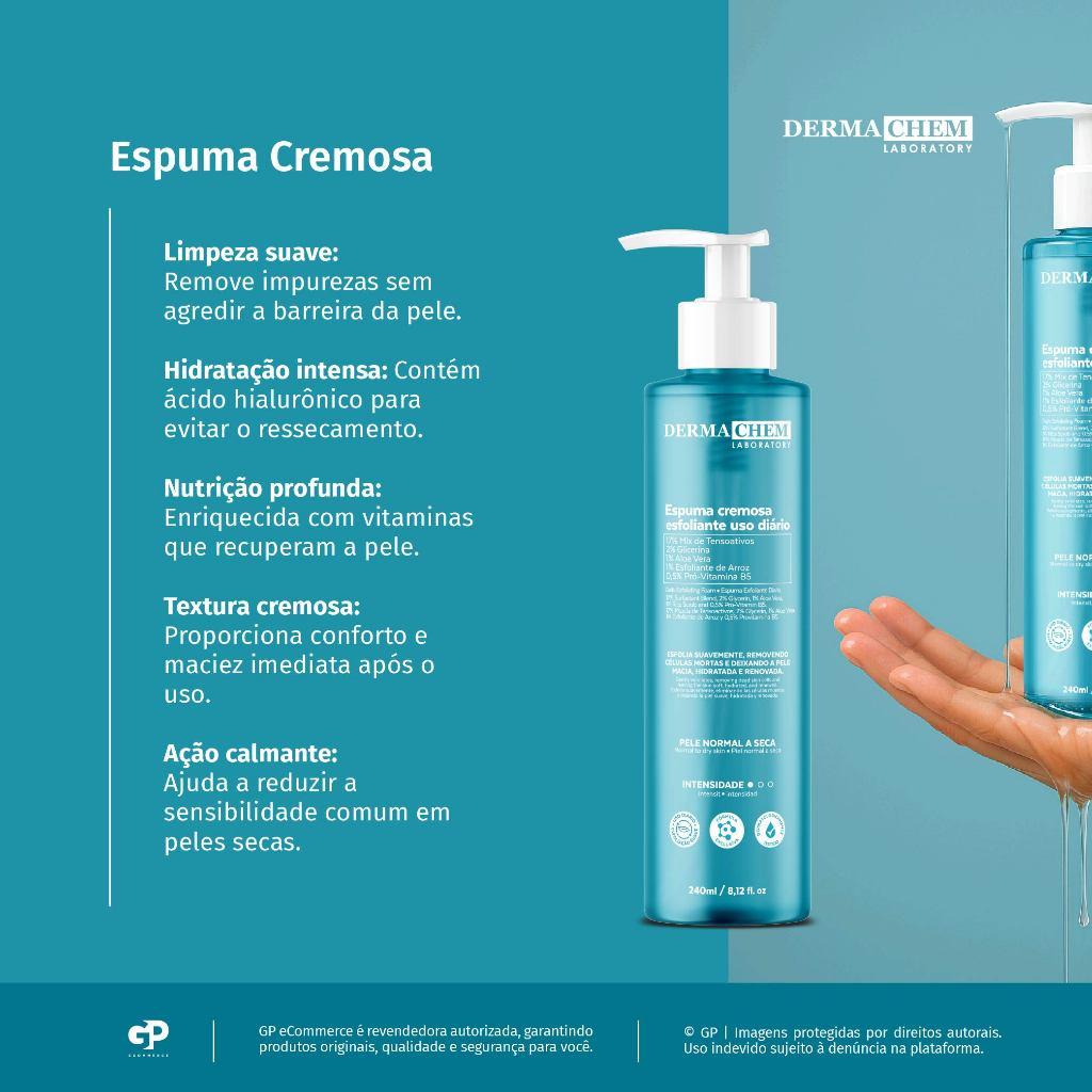 Espuma Cremosa Esfoliante Facial 240ml Renovação Hidratação E Maciez Da Pele Com Aloe Vera Dermachem