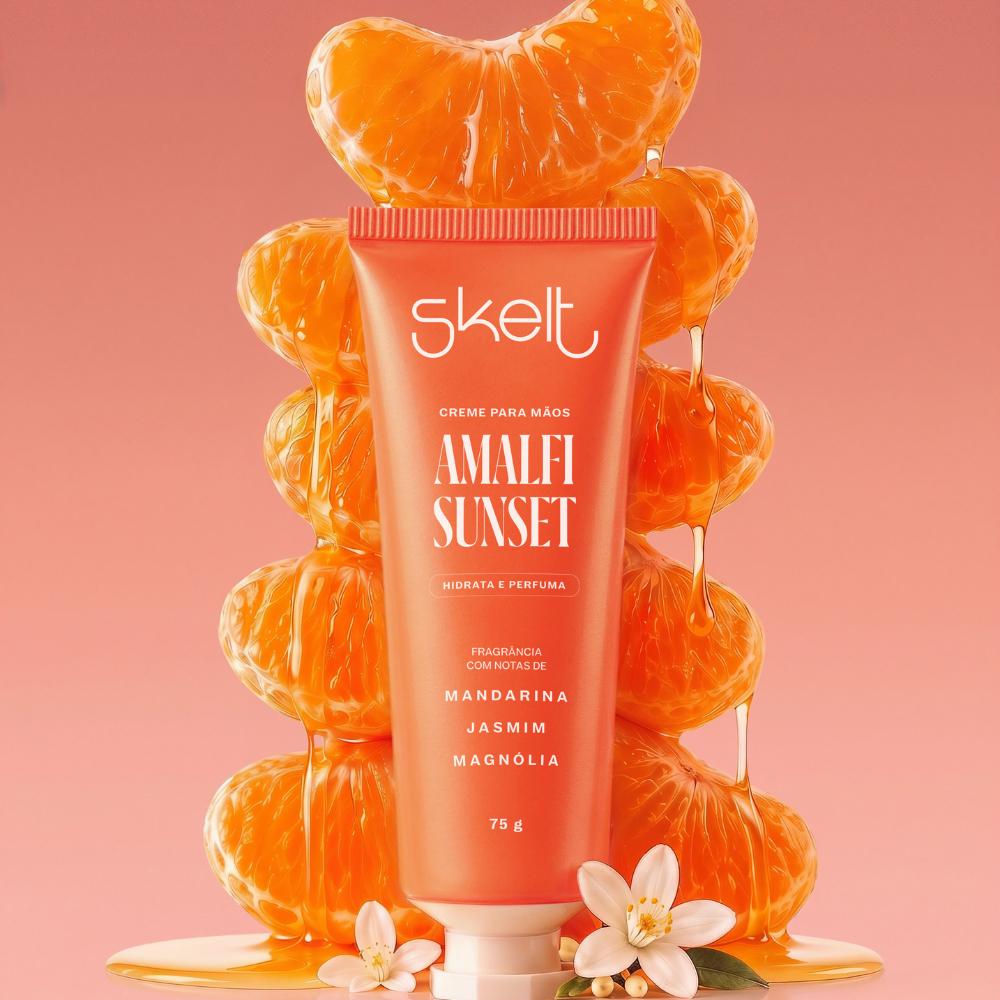 Creme De Mãos Perfumado Cítrico Hidratante 24h Bergamota E Mandarina Vegano Skelt Amalfi Sunset