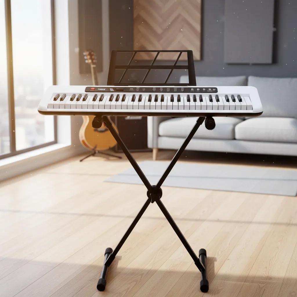 Kit Teclado Musical Kobe Kb-150 Wh Branco 5/8 61 Teclas Com Suporte