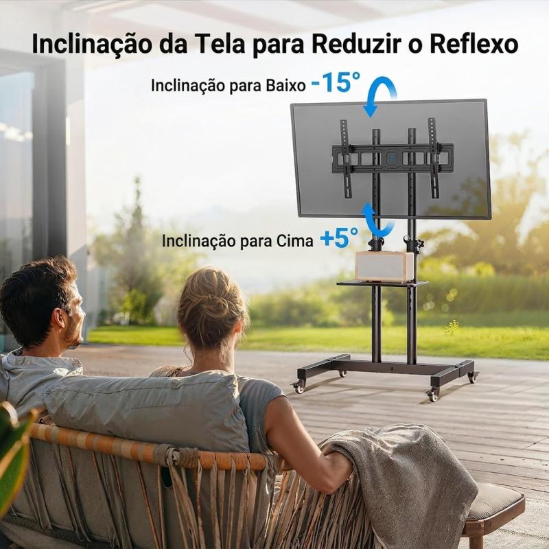 Yesop Suporte De TV Móvel De Chão Com Rodinhas Para Telas De 32 A 65 Polegadas Ajustável