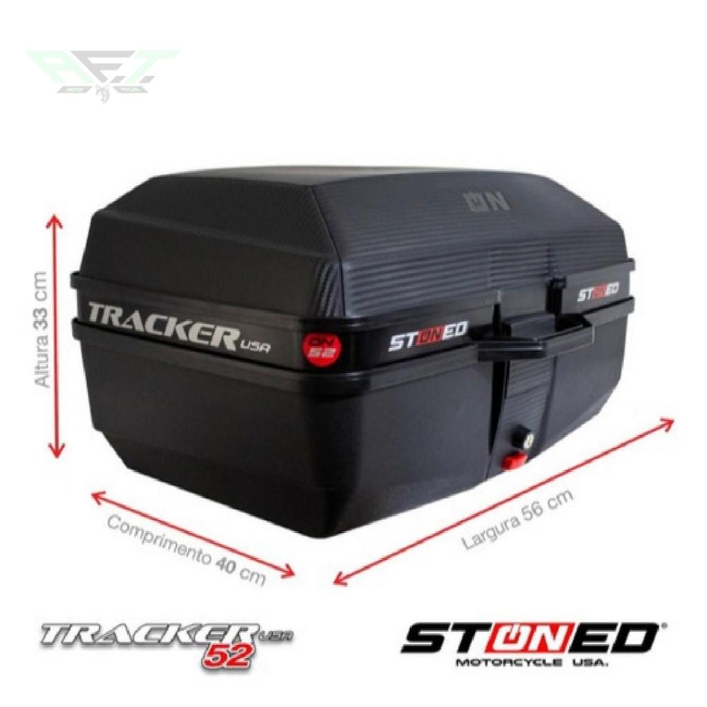 Bauleto Baú Moto 52 E 35 Litros Stoned + Base Fixação Universal Titan Fan Bros Tracker Reforçada