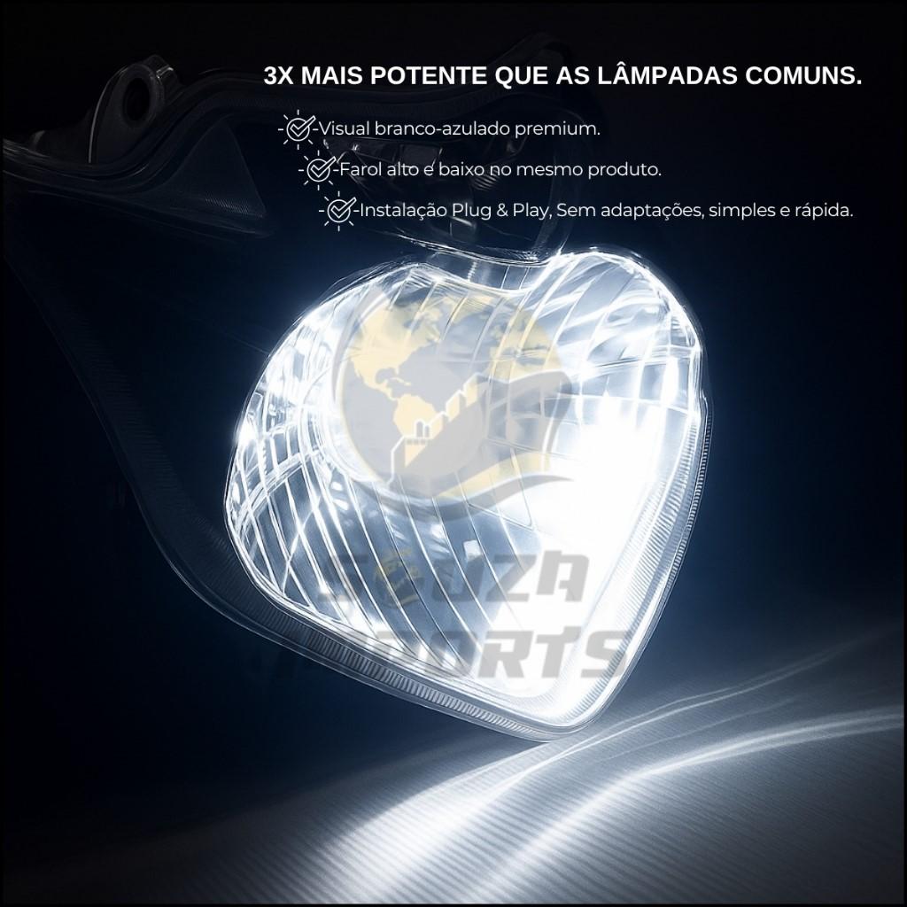 Lâmpada Super LED H4 Moto 8000k Efeito Xenon Forte 12V Titan 150 Falcon Fan 160 Ybr Fazer Dafra