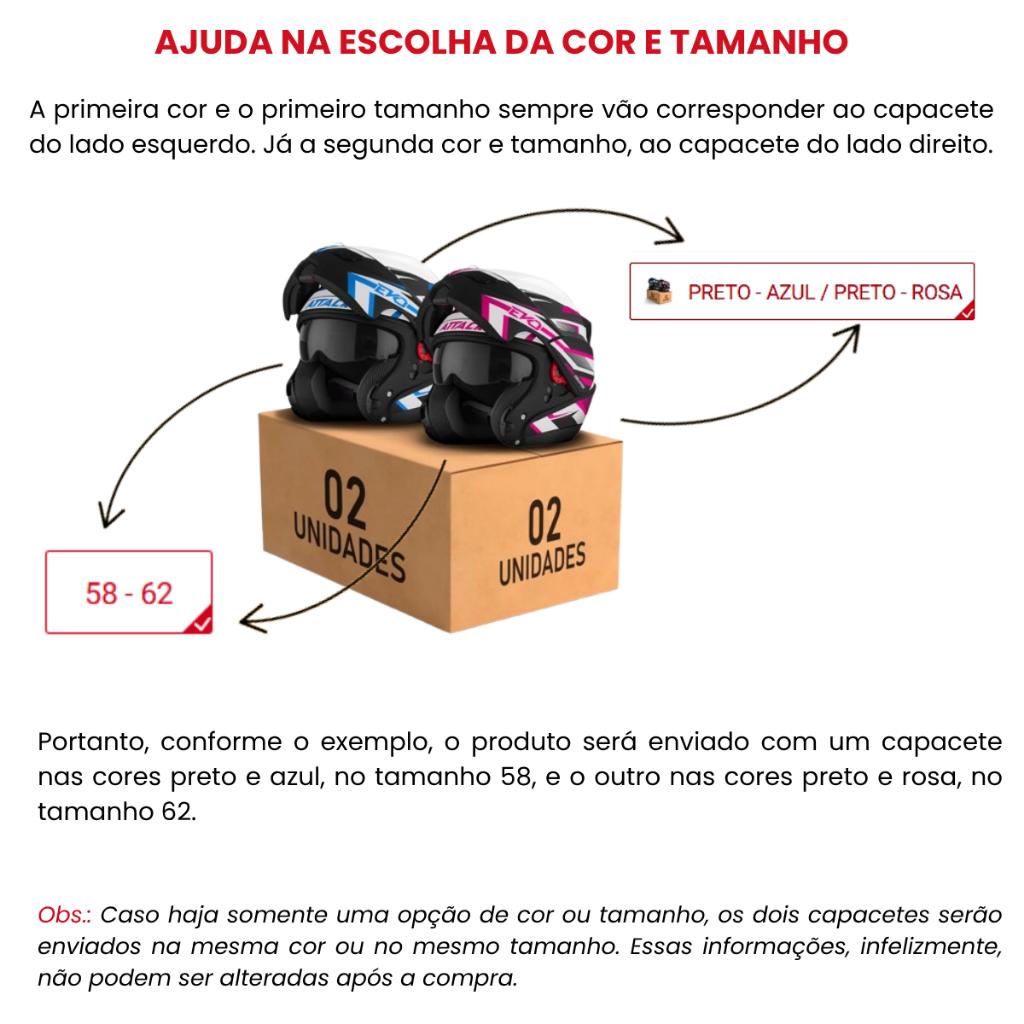 Kit 2 Capacetes Capacete Escamoteável PRO Tork Attack Evo Fosco Cores Diversas