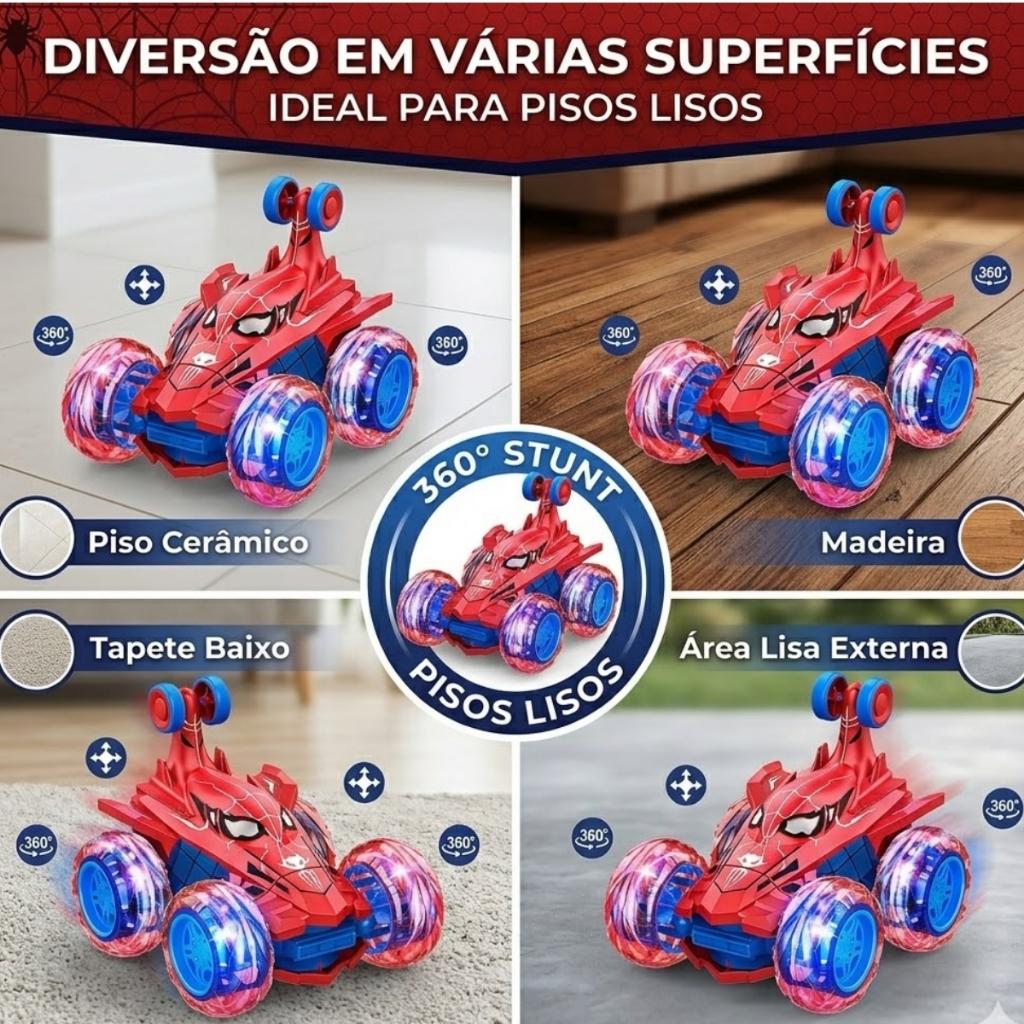 Carrinho De Controle Remoto Recarregavel Maluco Gira 360 Com Luzes Nas Rodas