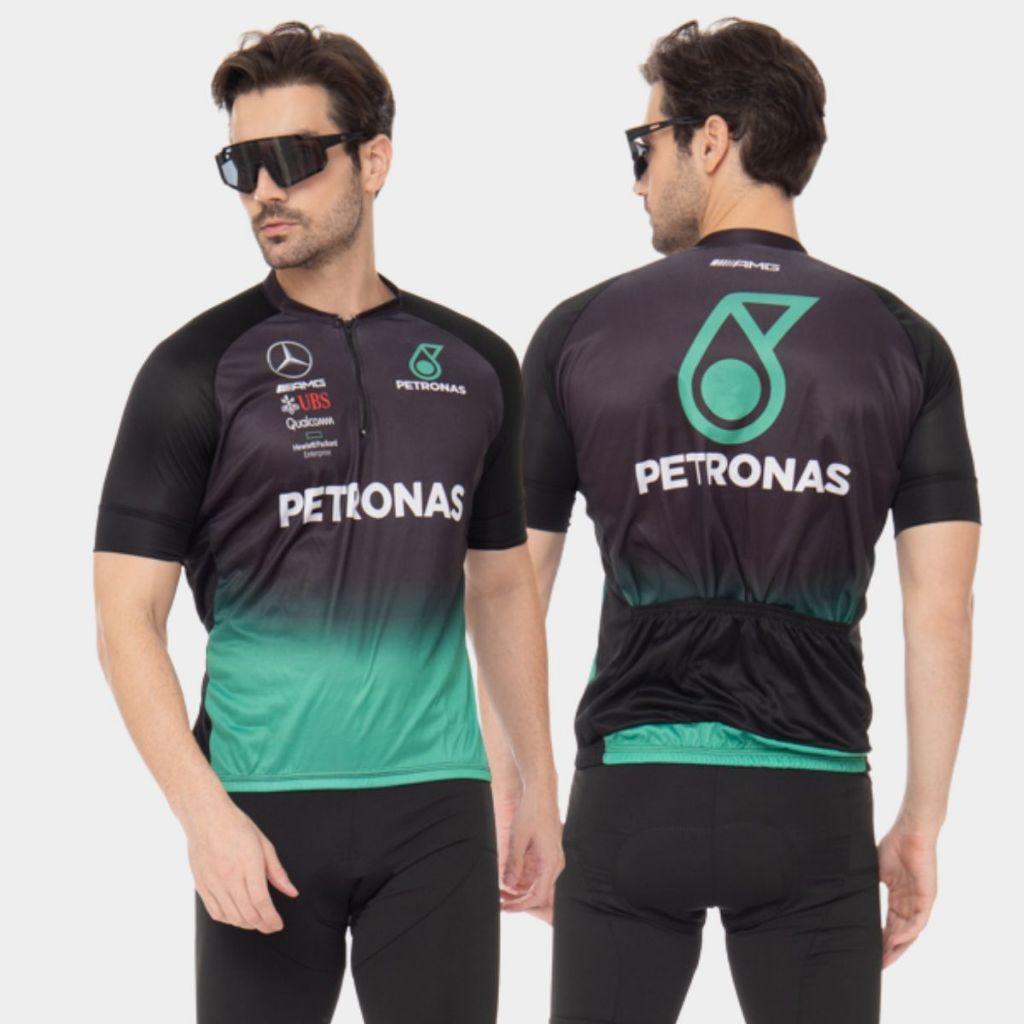 Camisa Ciclismo Masculina Camiseta Manga Curta Proteção Uv Petronas Preta Roupa Bike Pedal Mtb