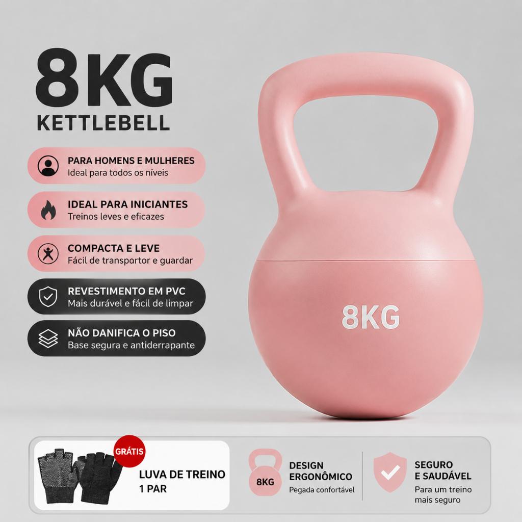 Kettlebell Macio Antiderrapante Diversos Pesos Joyfox Fitness Treino Funcional Musculação Academia