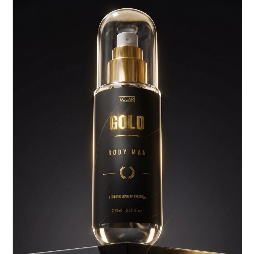 Body Splash Gold 200ml Perfume Corporal Masculino Fragrância Marcante Alta Fixação