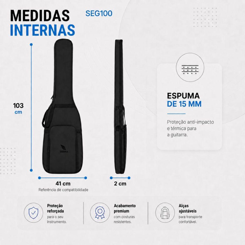 Bag Capa Para Guitarra Sierra Seg100 Super Luxo Acolchoada