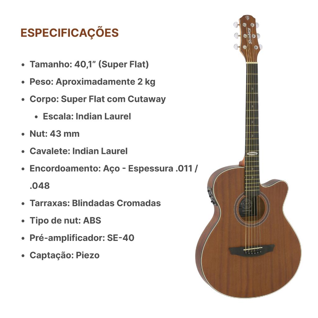 Violao Eletroacustico Strinberg Black Sf200c Mahogany Satin