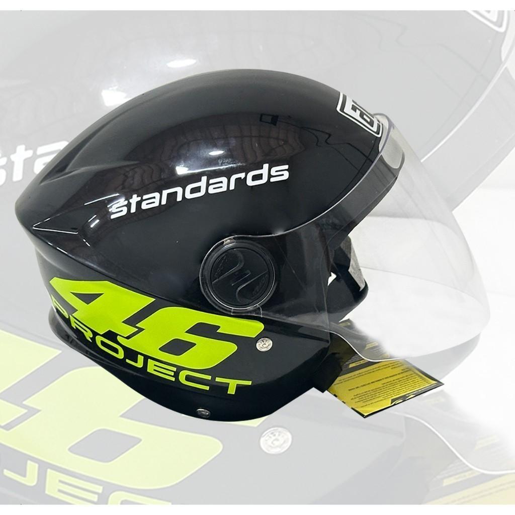 Capacete Aberto Personalizado New Liberty Three - Project 46 Vr. Preto Brilhante Com Viseira Cristal