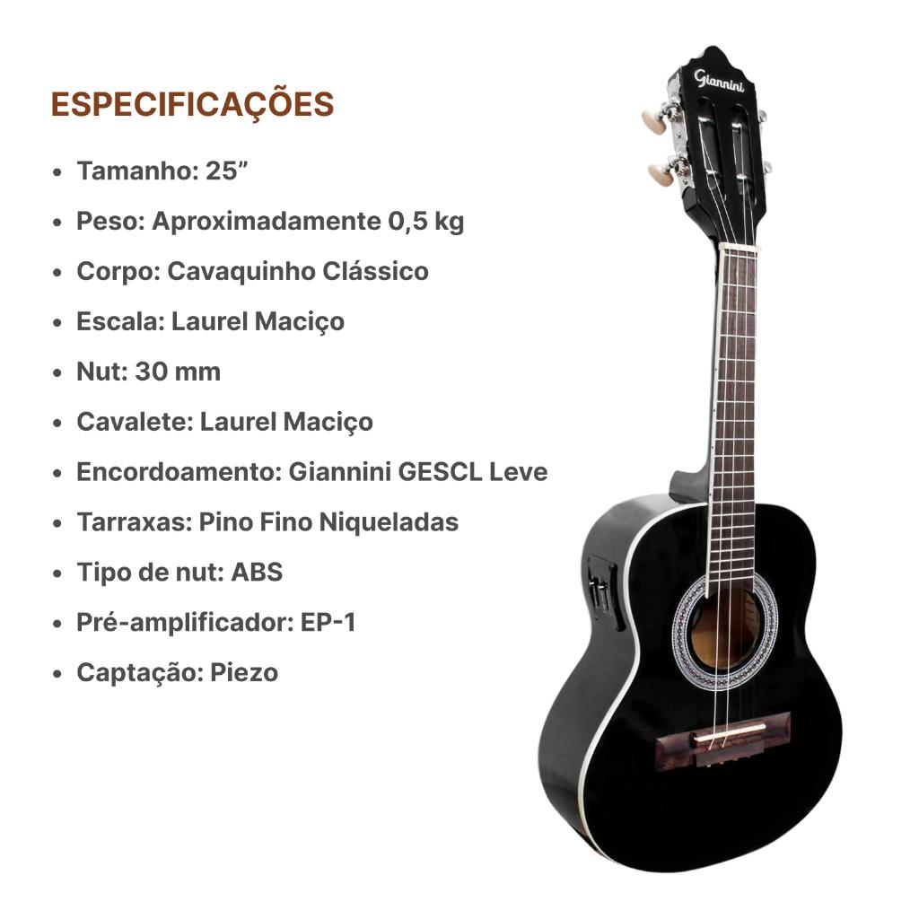 Cavaquinho Giannini Elétrico Start Cs-14 Ep Black