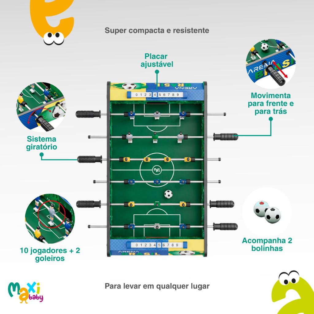 Mini Mesa De Pebolim Totó Jogo De Futebol 12 Jogadores E Marcador De Placar Arena Maxi Toys