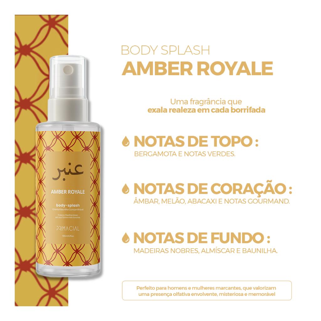 Kit Com 4 Body Splash Arabe Ayra + Baccarah Rose + Amber Royale + Khaylah 100ml - Primacial Perfume Arabe