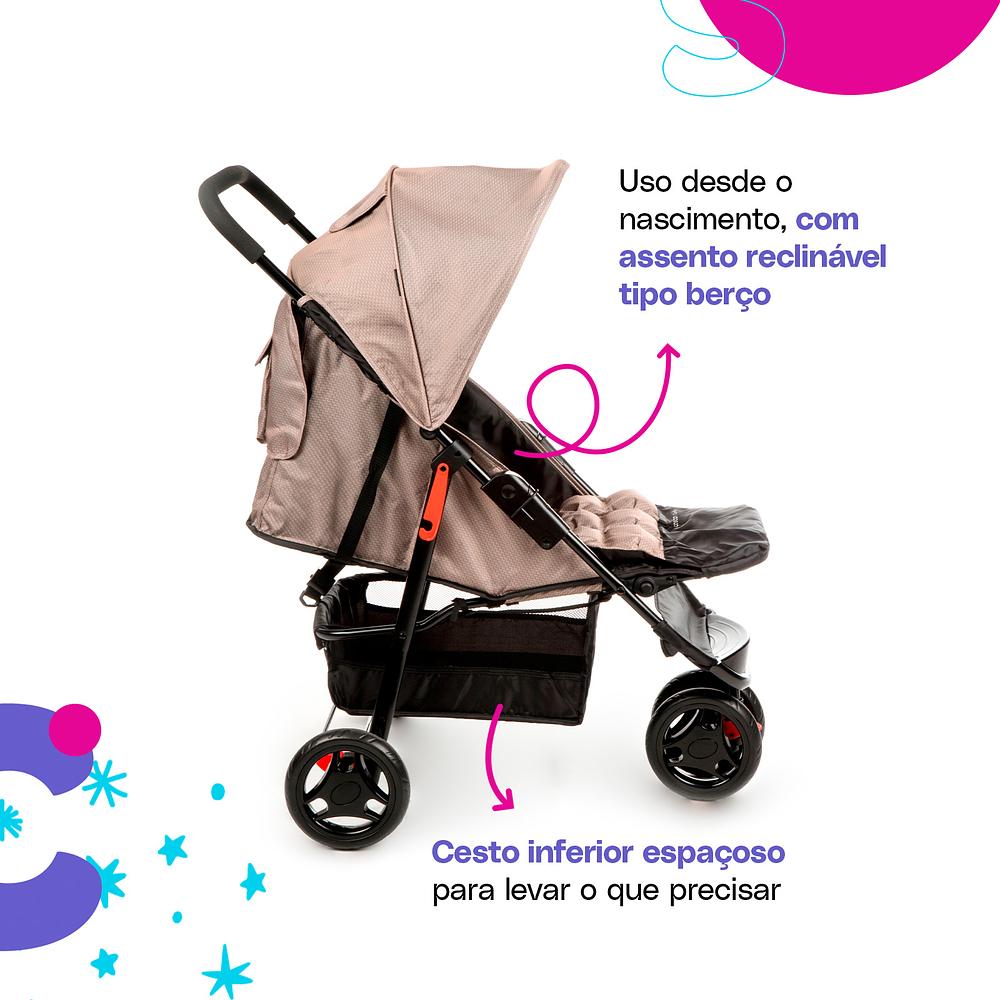Carrinho De Bebê Cosco Kids Toffy 3 Rodas 0-15kg Bege