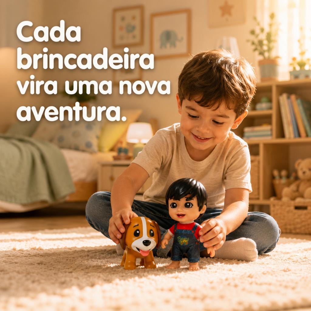 Kit Com 2 Bonecos Bento E Totó Original Articulados Roupa Tecido Bebê Brinquedo Infantil