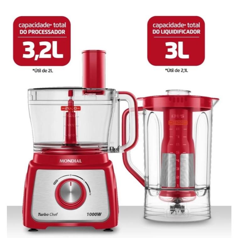 Multiprocessador Turbo Chef Mondial 5 Em 1 Mpn01b Vermelho