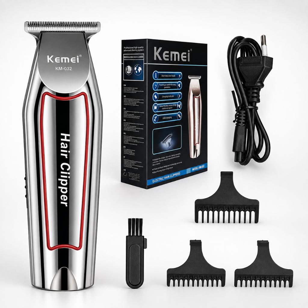 Maquina Acabamento Kemei Km-032 Cor Prateado 110v/220v Aparador De Pelos Máquina De Acabamento Km032