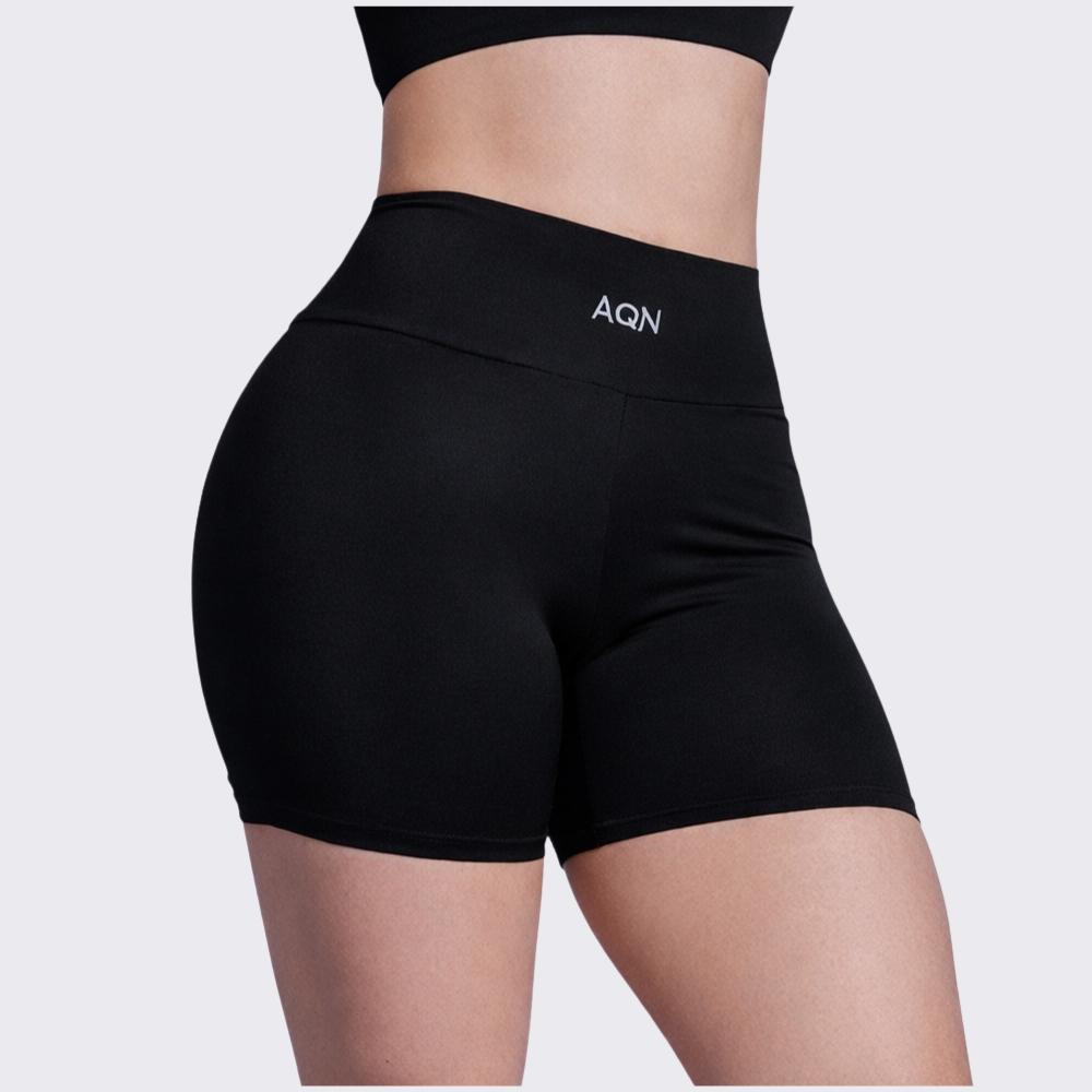 Short Fitness Feminino Preto Empina Bumbum Forrado Zero Transparência Academia Aqn Sport