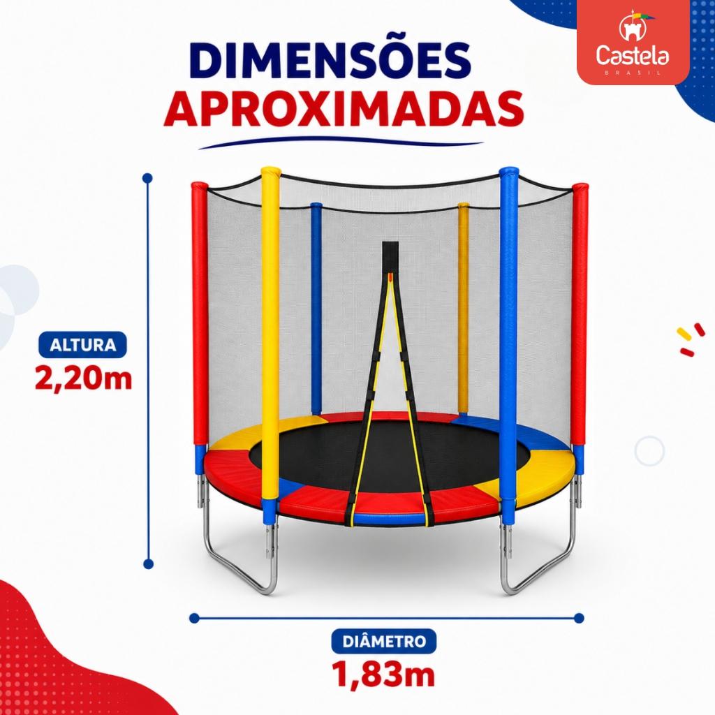 Cama Elástica Grande 2.20 Metros Até 200kg Infantil Pula Trampolim Azul - Castela