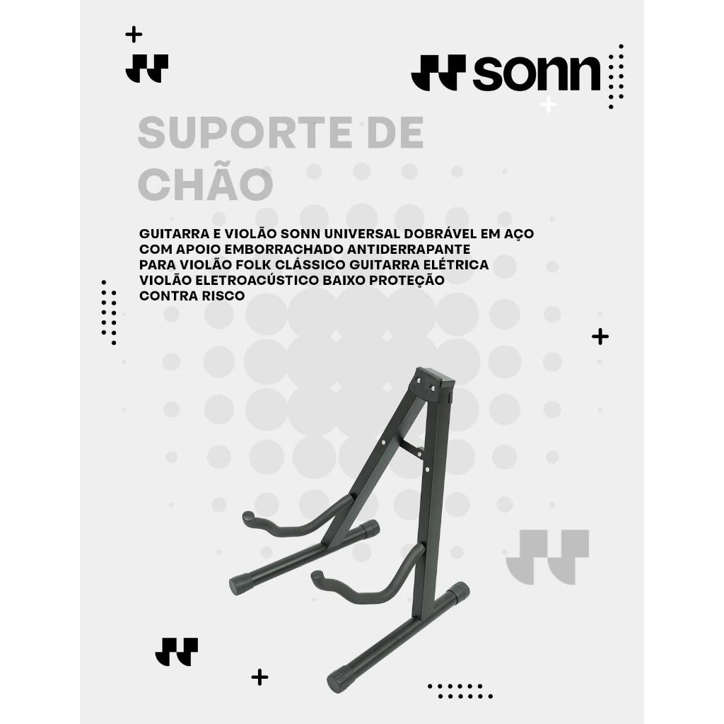 Suporte De Chão Sonn Para Violão E Guitarra Dobrável Multiuso Em Metal Espuma E Pés Emborrachados Compacto