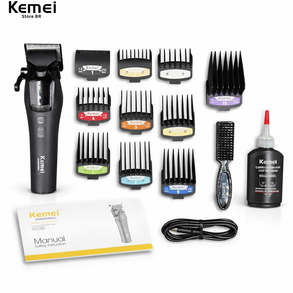 Máquina De Cortar Cabelo Profissional Kemei Km-1858 -corte De Sem Fio Com Lâmina Dlc
