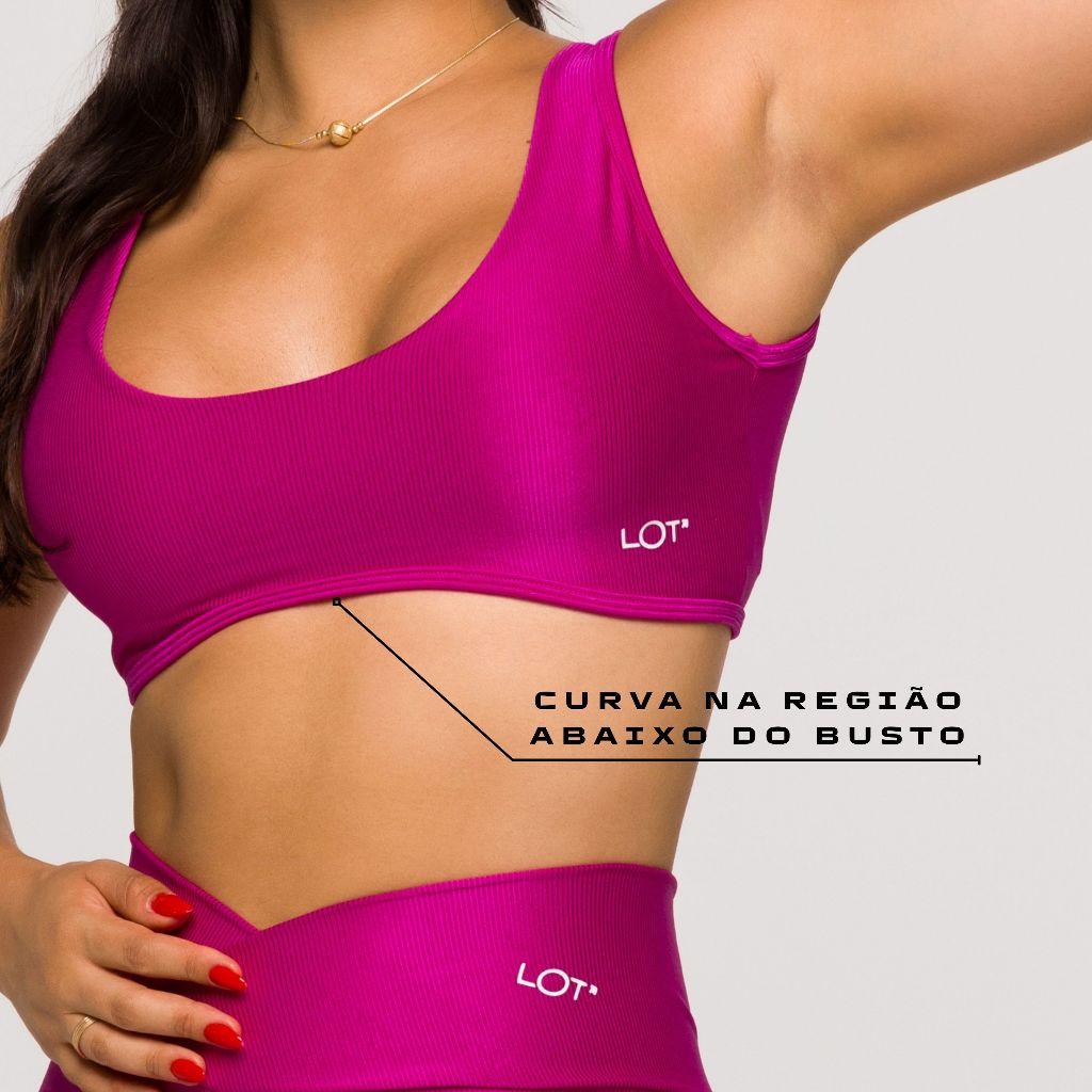 Top Feminino Rosa Fúcsia Fitness Poliamida Academia Arco Lot Fitness