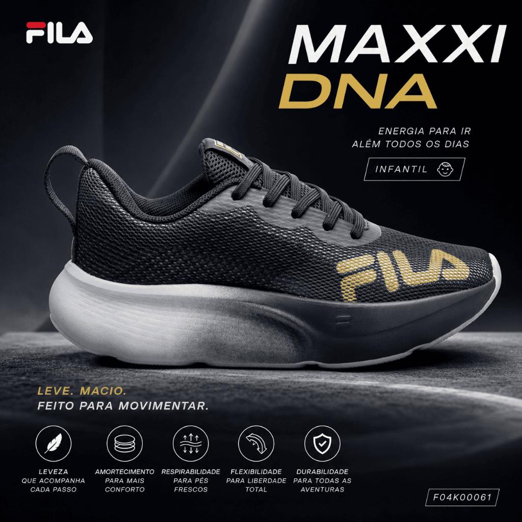 Tênis Infantil Fila Maxxi Dna Esportivo Macio Leve Corrida Educação Fisica Original