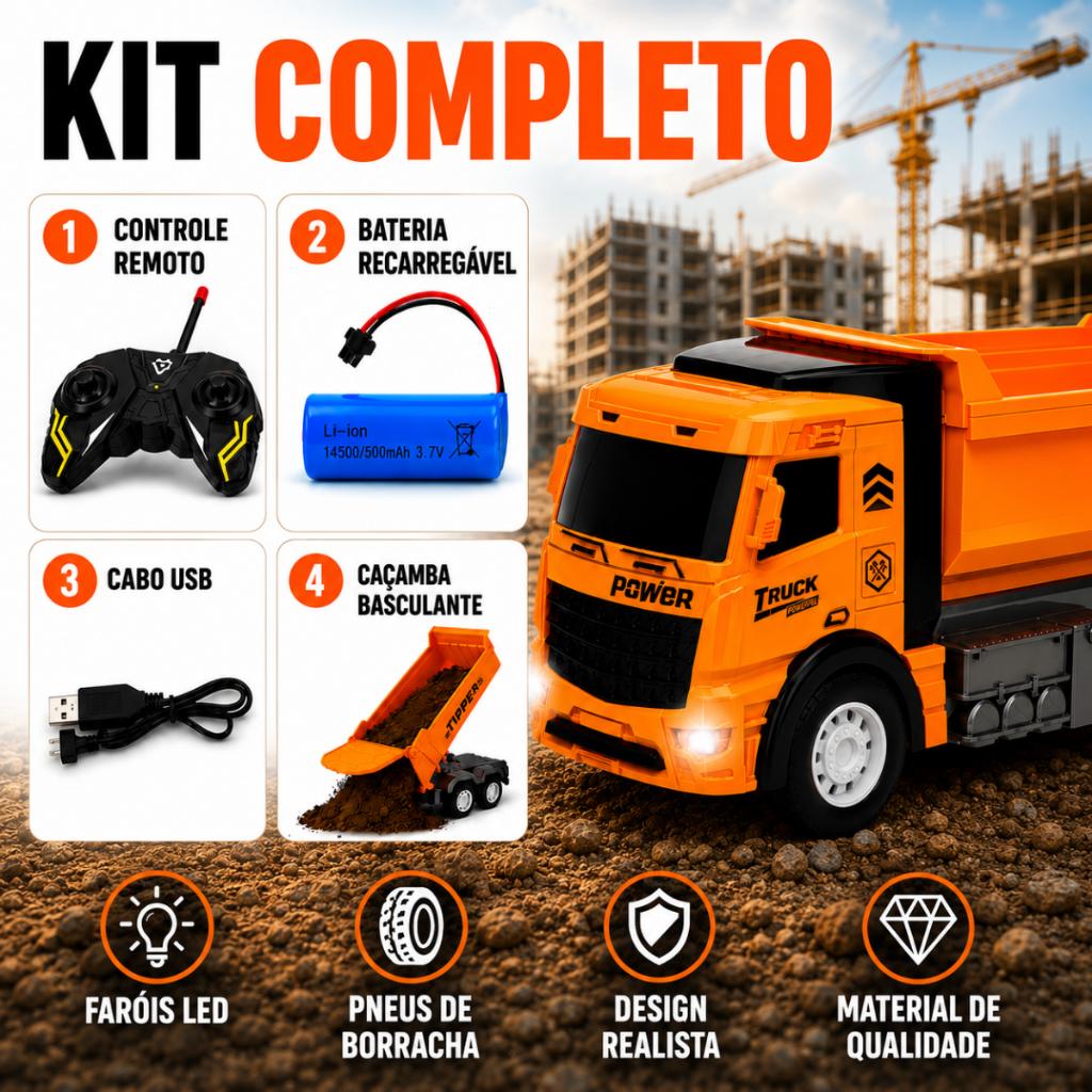 Caminhão Caçamba Controle Remoto Com Bateria Recarregável Carrinho