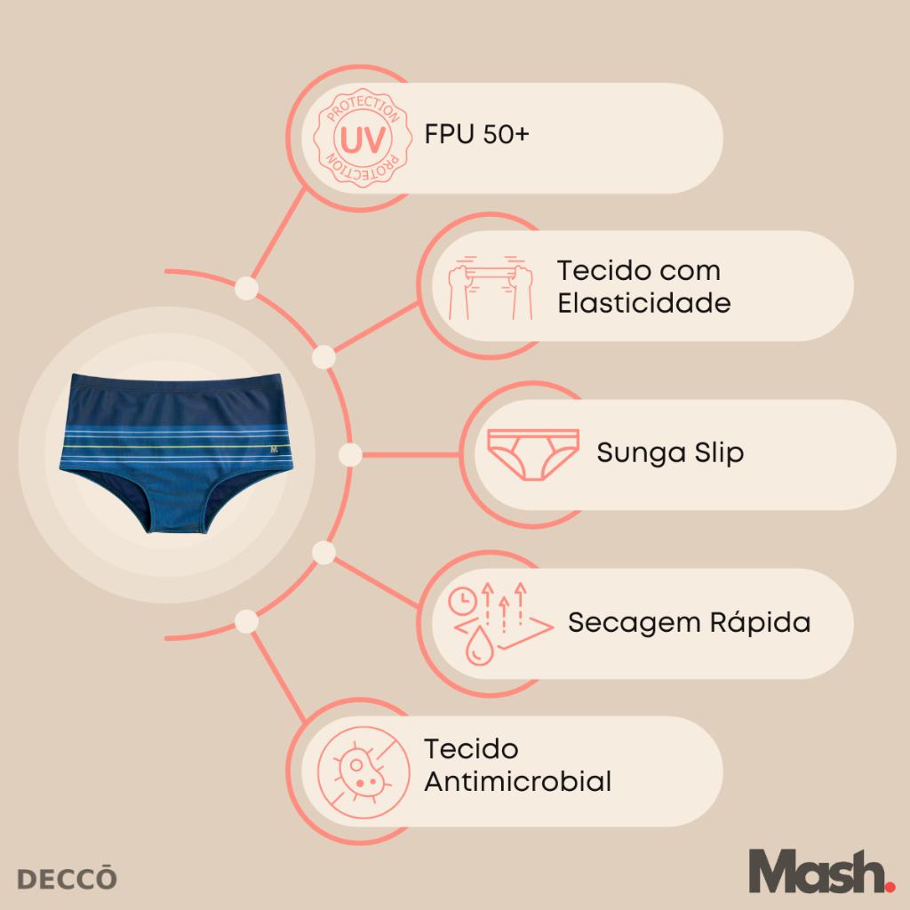 Sungão Masculino Mash Estampado Listrado Confortavel Com Forro E Cintura Elastica