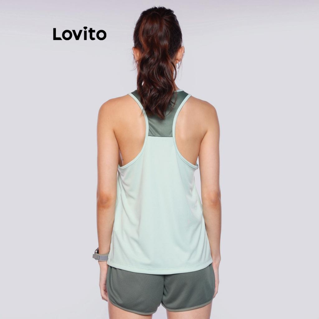 Lovito Regata Esportiva Feminina Com Decote Nadador Contrastante Pkb1279brl1309