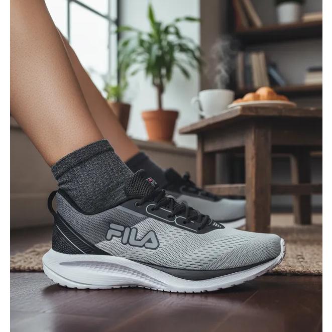 Tênis Fila Rise Up Masculino Preto Cinza Academia Treino Original Confortavel Caminhada Dia A Dia